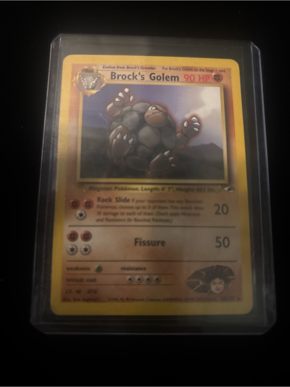 Pokemon Brock's Golem Card - Yellow and Brown Artwork